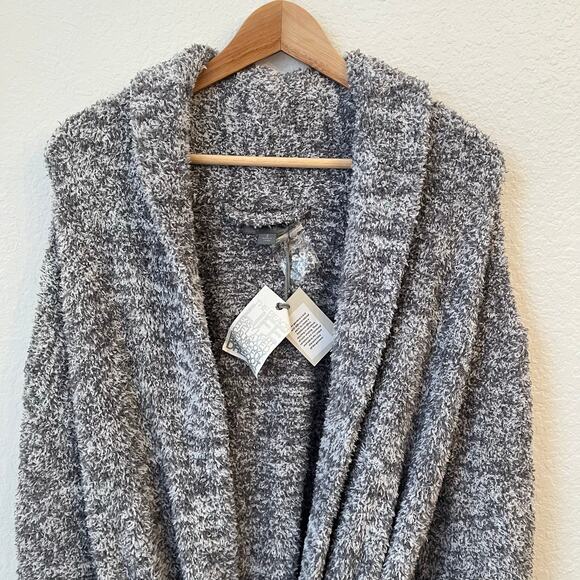 NWT Barefoot Dreams Cozy Chic Robe Size 2 Graphite Heathered Gray Long Plush - Picture 2 of 7